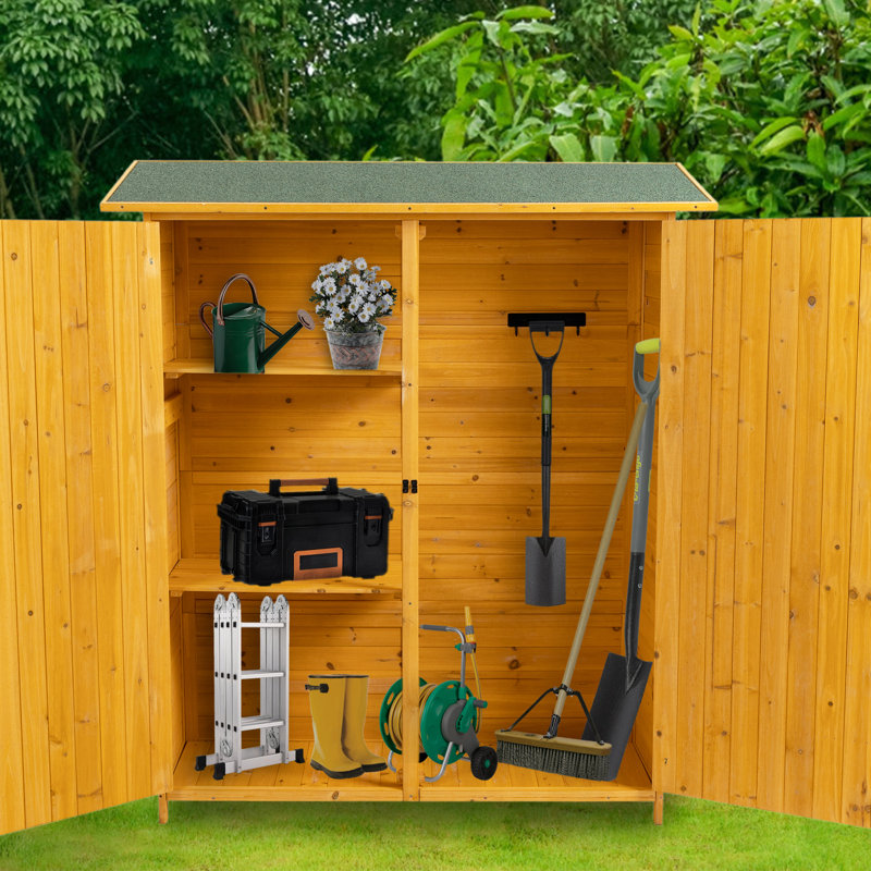 Armoire d'extérieur en bois massif Lean-To, Jaune