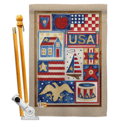 Double Sided 40'' H x 28'' W Polyester Independence Day Flag Set