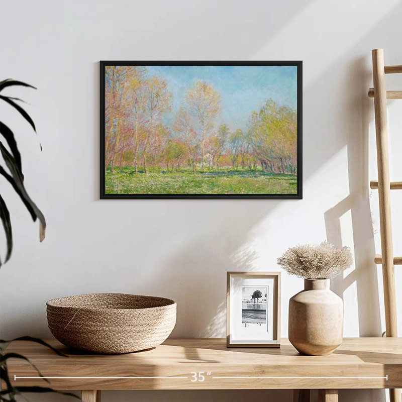 Le printemps à Giverny en 1890, 19 po x 13 po, Cadre flottant noir