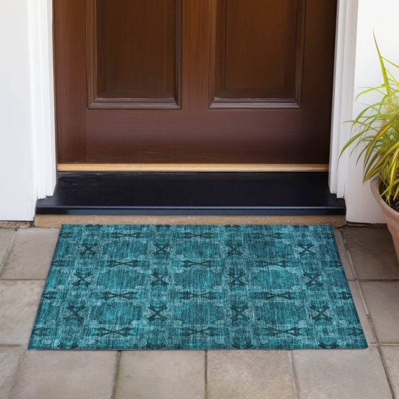 Geometric Indoor / Outdoor Rug, Rectangle 1'8" x 2'6"