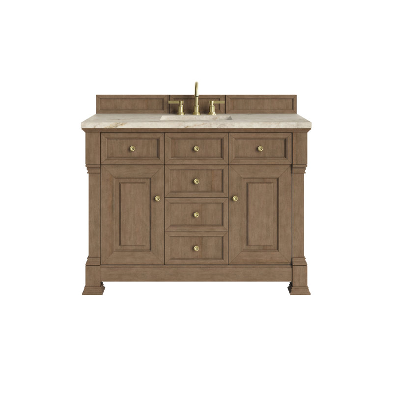 Brookfield 48'' W Single Vanity, Widespread, Victorian Silver, Black Onyx