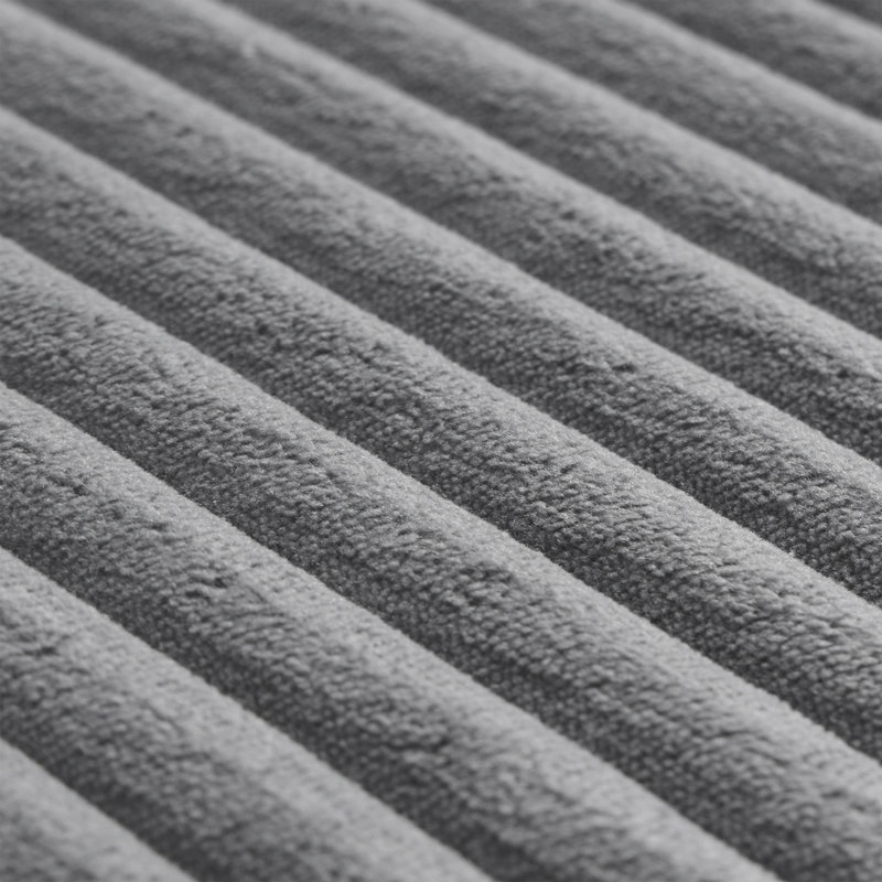 Gray Corduroy Sectional Sofa with Ottoman and Pillows