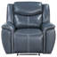 Fauteuil inclinable moelleux avec similicuir bleu et coutures contrastantes