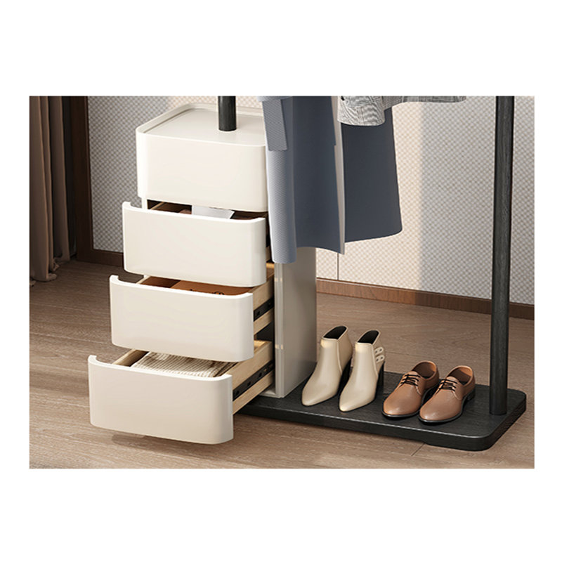 Ash Wood Wardrobe with Large Storage, Black