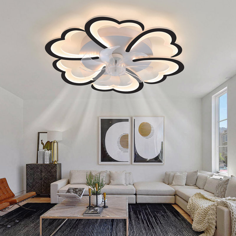 Ventilateur de plafond 26,7 po noir avec lumières, télécommande 3 températures de couleur, ventilateur à 6 vitesses