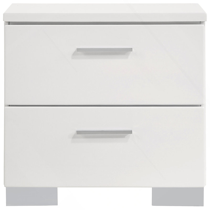 White High Gloss 2-drawer Nightstand