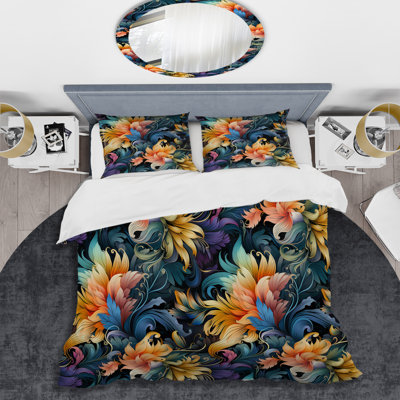 Boho Damask Summer Tropical Dreams Floral Duvet Cover