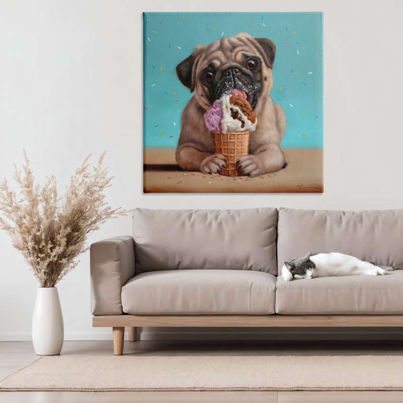 Crème glacée et toile pour chien Neapawlitan, design par Lucia Heffernan, H 36 po x l 36 po