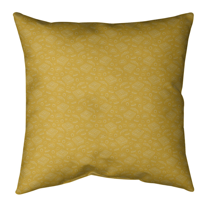 Coussin Katelyn Elizabeth, Polyester/ Bourre en polyester, H 16 po x l 16 po, Jaune / blanc cassé