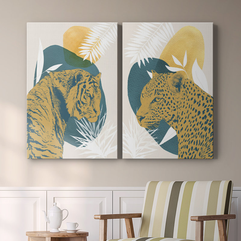 «Jungle Cat I» - Toile tendue avec châssis de qualité supérieure - Prêt à être accroché, H 18 po x l 24 po