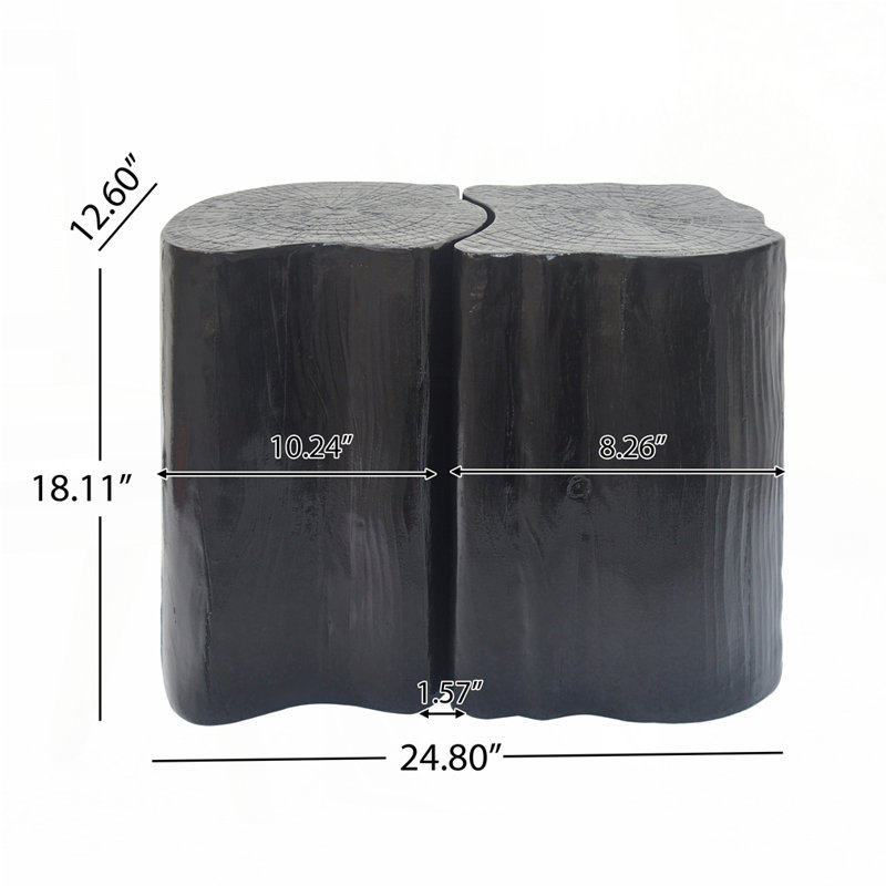 2-In-1 Irregular MGO End Table, Black