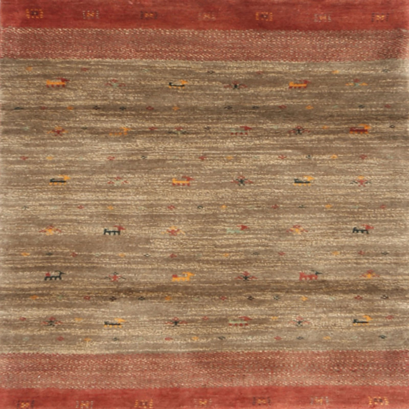 Tapis gris/vert d’olive contemporaine Pearces, Carré 6 pi