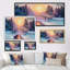 «Sunset on Winter River Bridge Scenery II», peinture sur toile-489835457-489835460