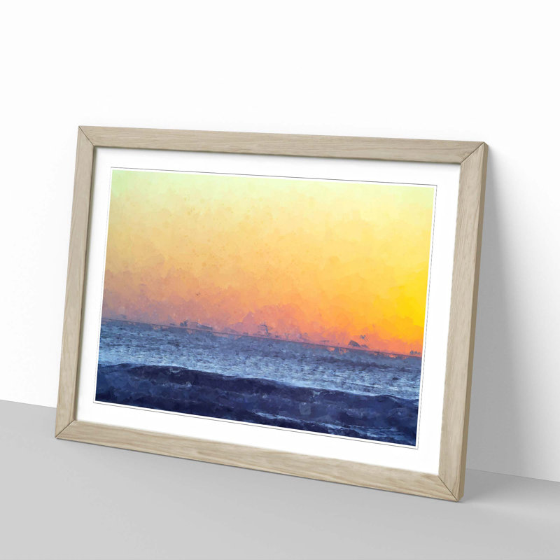 Orange Sunset - Framed Print, 27cm H x 36cm W x 2cm D, Oak Framed