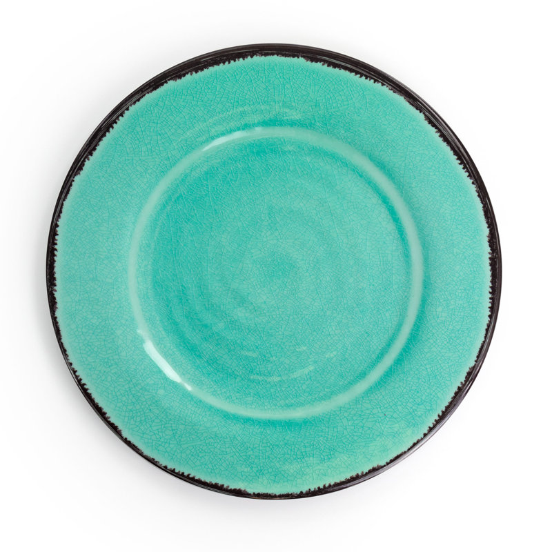 Turquoise Crackle Melamine 12-Piece Outdoor Dinnerware Set