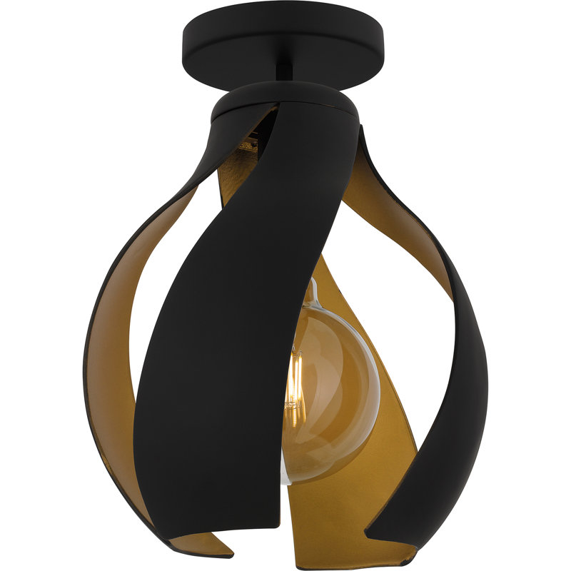 Plafonnier semi-encastré 1 lumière Krenn, Noir mat