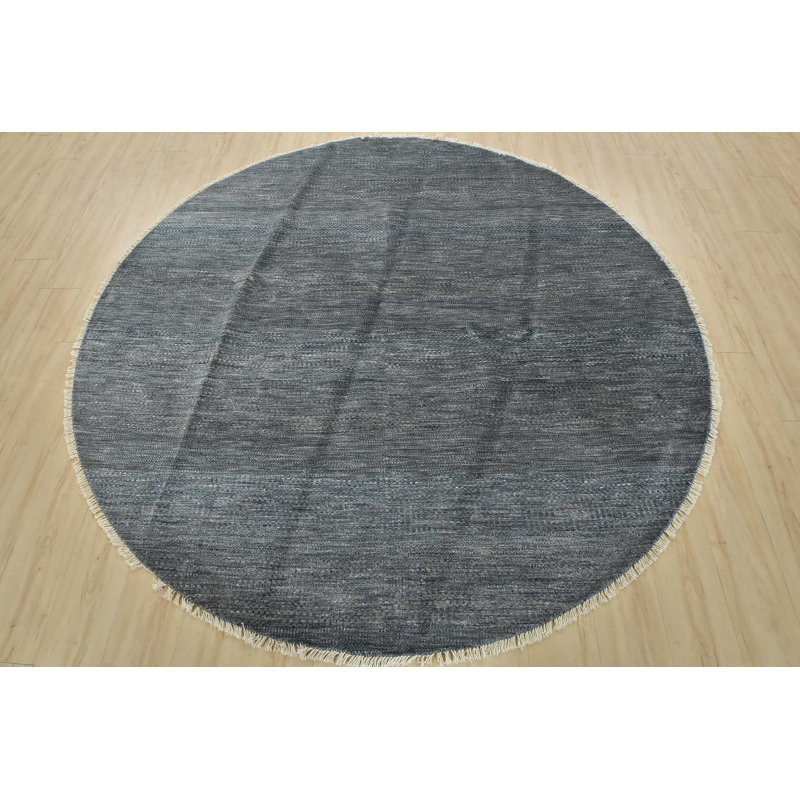 Mukula One-of-a-Kind 7'7'' X 7'8'' New Age Round Wool Area Rug Grey