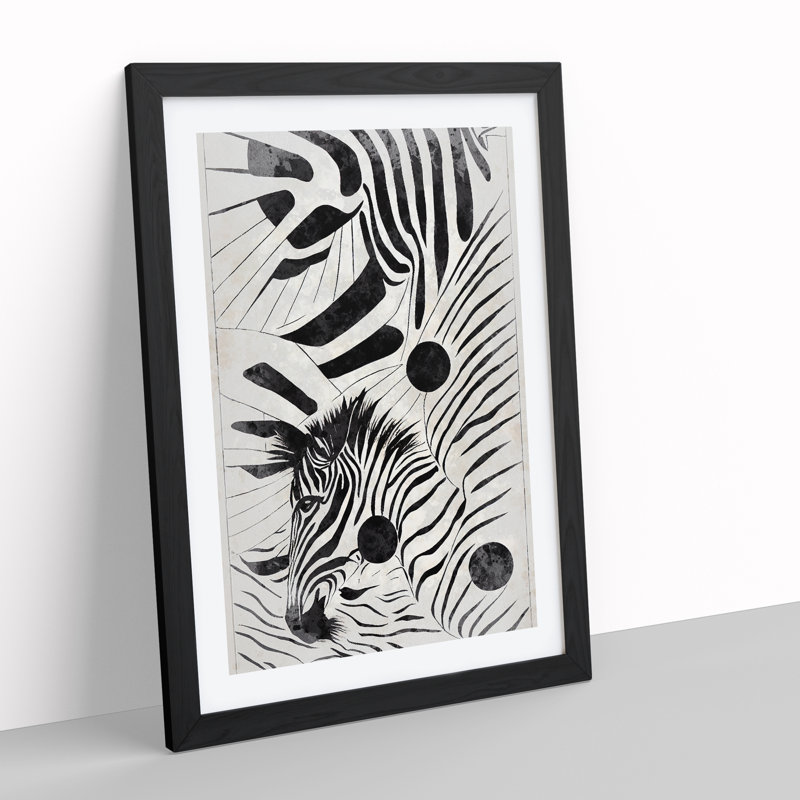 Zebra No.1 Abstract - Single Picture Frame Painting, 64cm H x 46cm W x 2cm D, Black