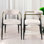 De 2 chaises - Lin beige, structure en métal noir, plateau de table en marbre d'ingénierie, coussin de siège et de dossier rembourré, taille 19 po, plateau de table latéral 2 pièces coûteux, dossier, siège, hauteur de 31 po, capacité de 220 lb, h