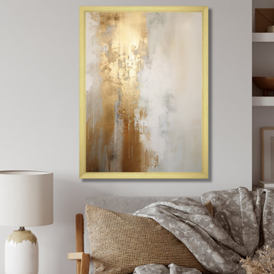 Minimal Gold And Beige Abstract River IV - Northern Lights Wall Art