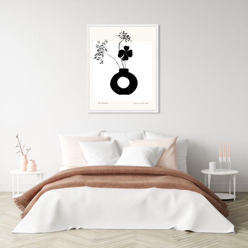 " Black And White Flower In A Vase " by Oliver Gal, White, 38" H x 32" W