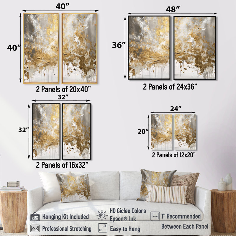 Farnham - art mural blanc, Black, 36" H x 48" W, Impression encadrée flottante