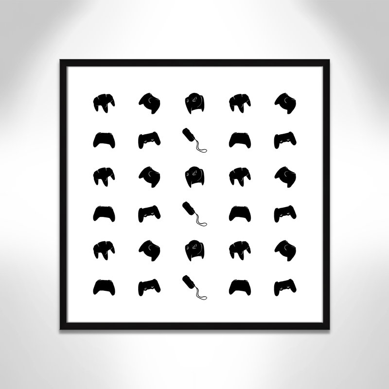 Imprimé papier à motif de joueur, H 27,5 po x l 27,5 po x P 1,19 po, Encadré de boîte noir