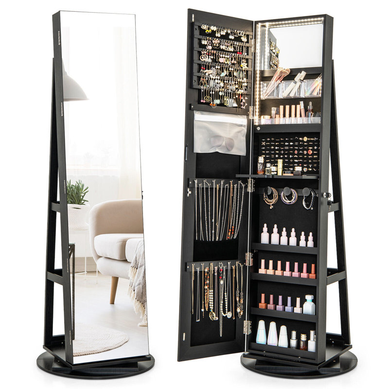 Aoting Freestanding Jewelry Armoire, Black