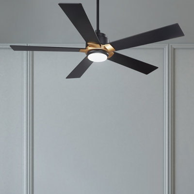 Modern Smart Ceiling Fan with LED Lights, 5 Blade Ceiling Fan with Remote Control, Bedroom Ceiling Fan & Living Room Fan