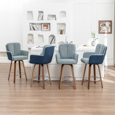 Swivel Yes Upholstered Bar Stool with Solid Wood Frame