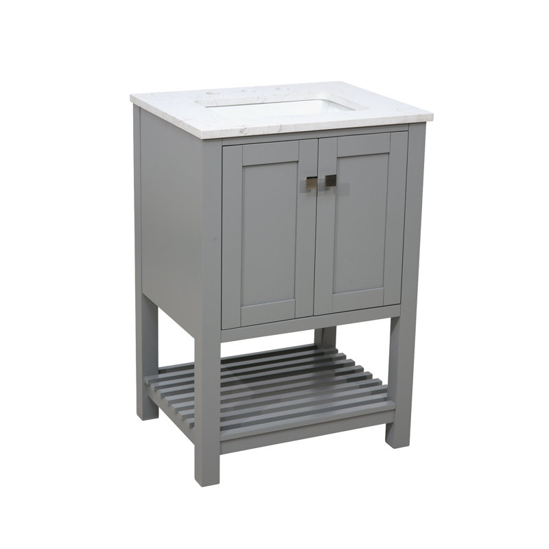 Meuble-lavabo 2 portes Akaysha, Gris
