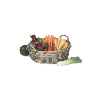 Wicker Round Storage Display Tray Basket with Lining