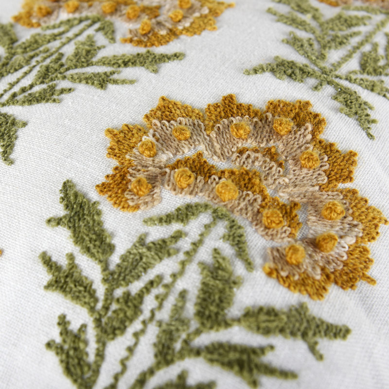 100% Cotton Throw Pillow, Gold/Green, Down Alternative