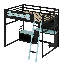 Lit mezzanine en bois avec bureau-1746373084