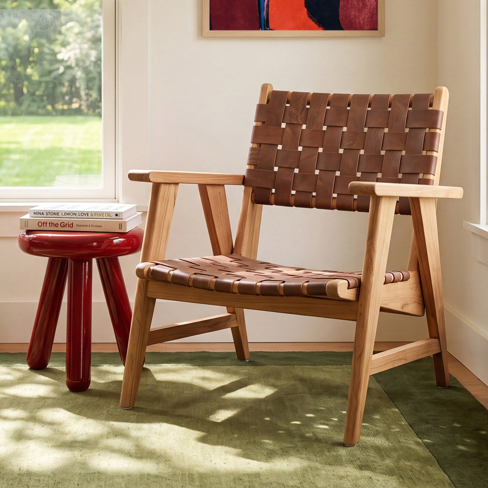 Sutri Leather Woven Chair