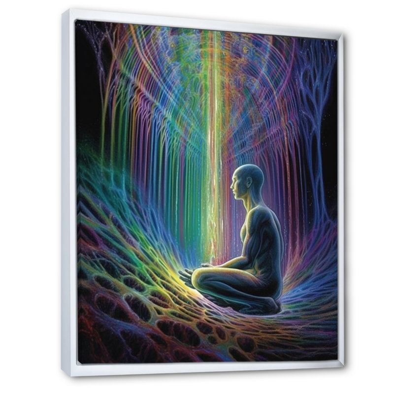Rainbow Energetic Body Matrix - impression, H 32 po x l 24 po x P 1 po, Cadre flottant blanc