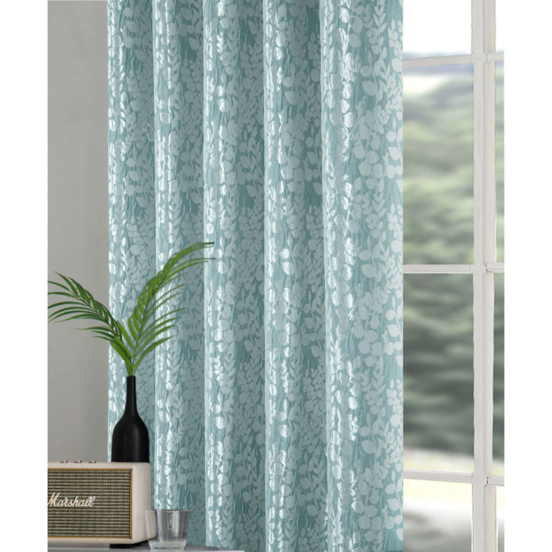 Birghild Eyelet Room Darkening Super Thermal Curtains, Green, 65" W x 90" L