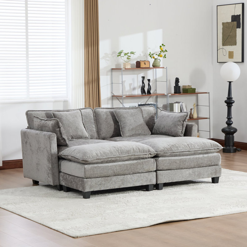 Canapé-lit modulaire avec canapé-lit surdimensionné Schmucker, Gris chenille, H 33 po x l 78 po x P 35 po