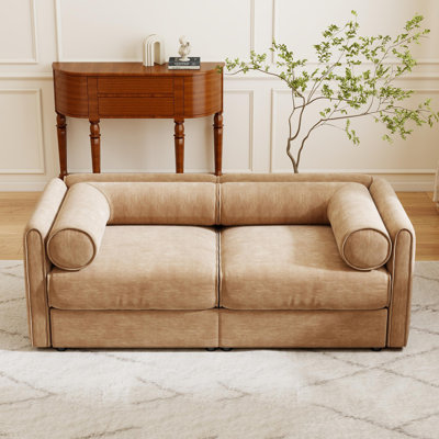 Modular combination sofa with storage space, cylindrical backrest and armrests by Latitude Run
