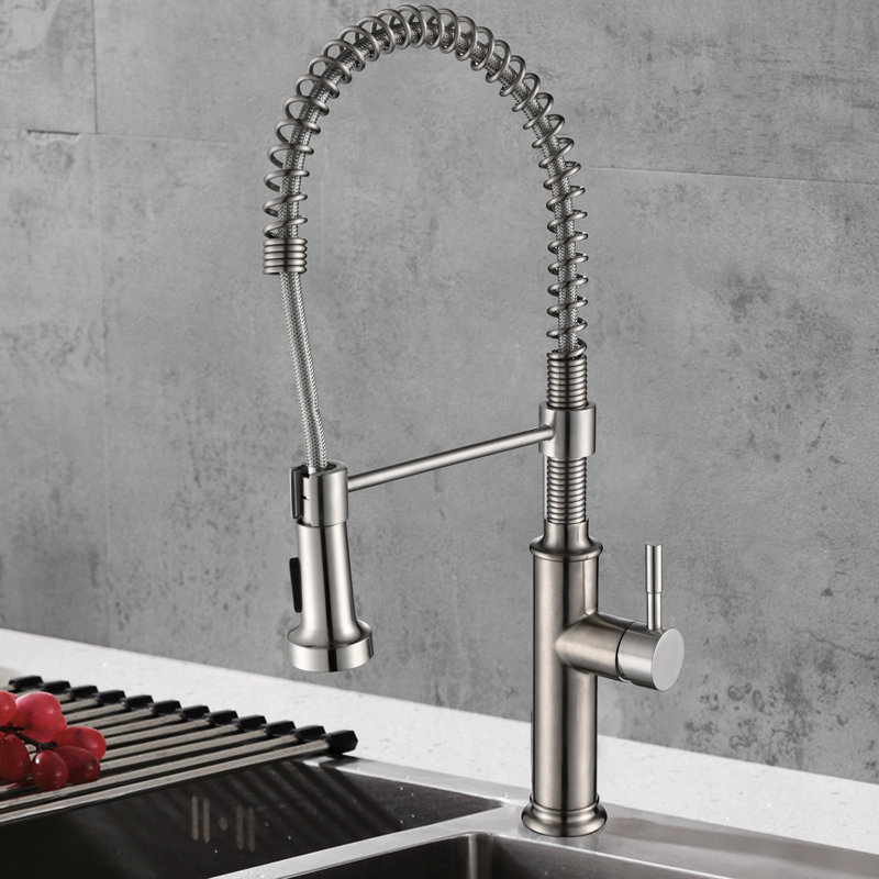 Single-Handle Kitchen Faucet with Dual Function Spray head, Matte Gray