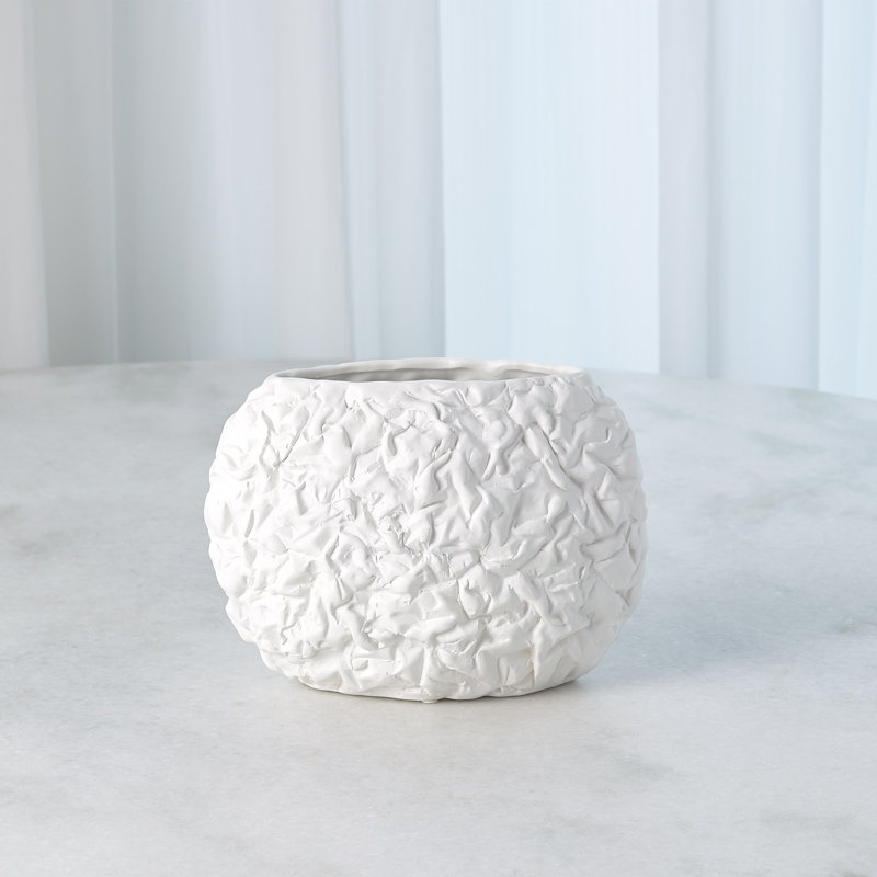 Ceramic Table Vase, Silver, 7.25" H x 9.5" W x 5" D