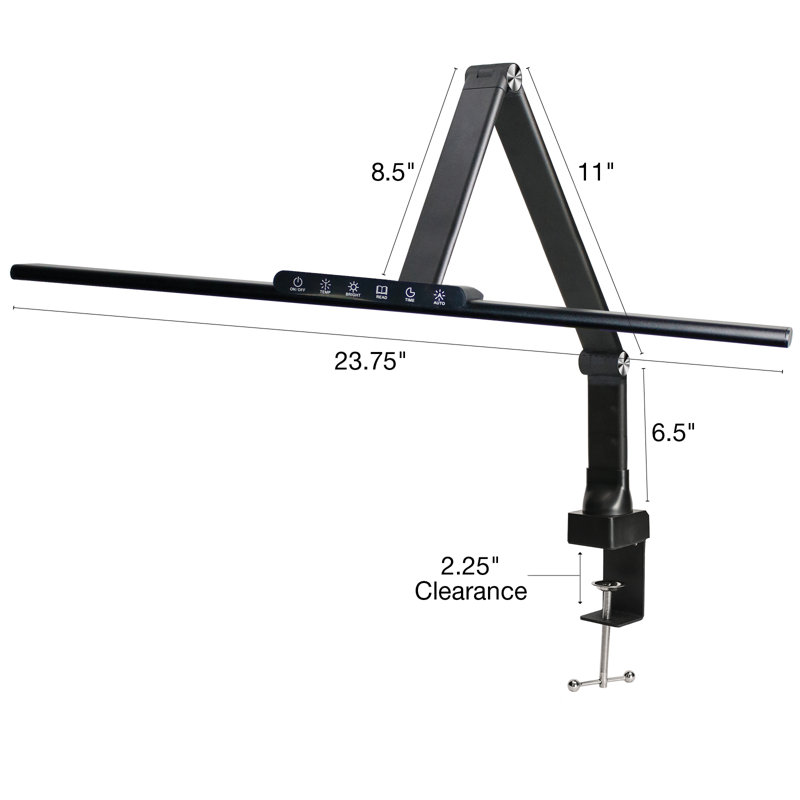 Clamp-On LED Desk Lamp with 5 Modes, Sensor, USB Ports & Timer - Black