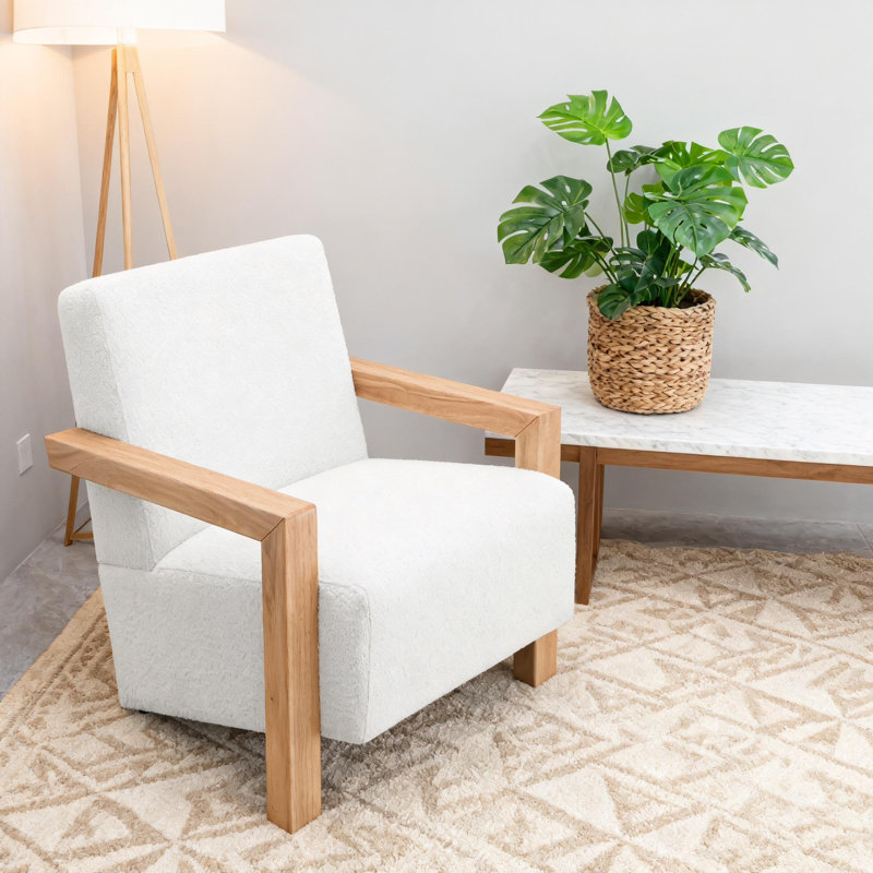 Fauteuil d'appoint rembourré Modern Ivory, Brun, Ivoire ivoire