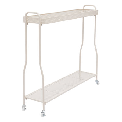 2-Tier Rolling Plant Stand, Iron Metal Flower Holder With Brake Wheels, Indoor Outdoor Mobile Potted Plant Shelf by Hokku Designs