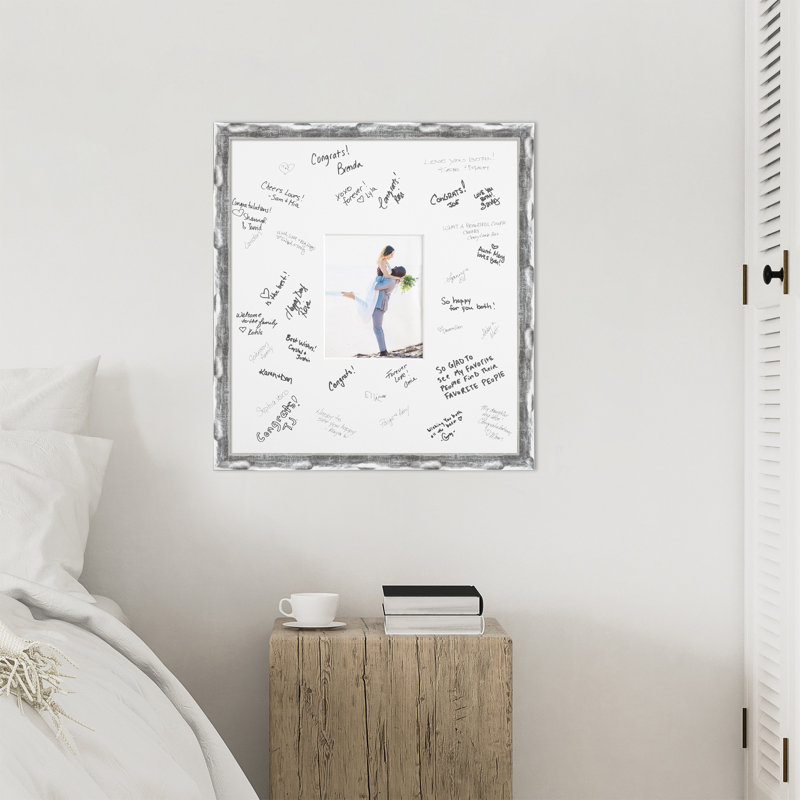 Scratched Wave Signature Mat Picture Frame, Photo Frame Wedding Guest Book Alternative, Autograph Picture Mat for Signature Board, Wedding Celebrations Graduations Support Encouragement or Retirement