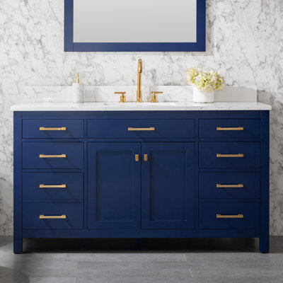 Ajhane 60'' Single Bathroom Vanity with Engineered Stone Top