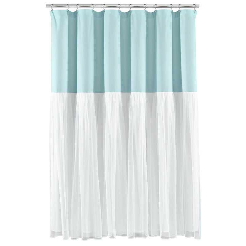 Rideau de douche simple , Bleu/blanc