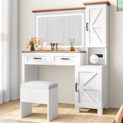 Vanity With Adjustable Lighting Mirror