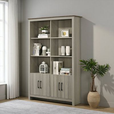47"W Bookcase Shelf With Cabinet Doors