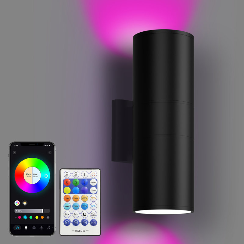 Appliques murales d'extérieur intelligentes 120 W Smart Rgbcw Up and Down 120W, Une lumière
